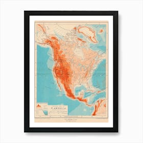 Map Of North America — retro map, vintage map print Art Print