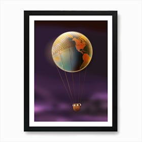 Earth In A Hot Air Balloon Art Print