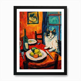 Wine, Lemons And A Cat Póster