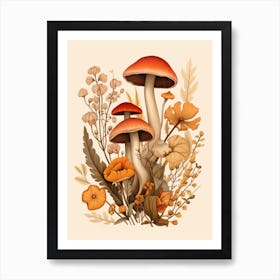 Fall Mushroom Illustration 4 Art Print