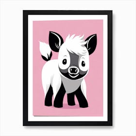 Playful foal On Solid pink Background, modern animal art, baby horse Art Print