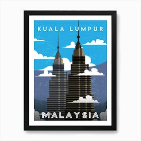 Kuala Lumpur, Malaysia — Retro travel minimalist poster Art Print