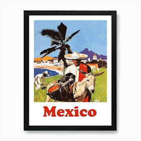 Mexico, Man With A Donkey Art Print