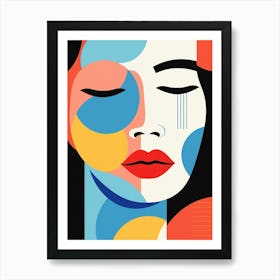 Closed Eyes Abstract Linework Face 4 Art Print