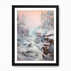 Dreamy Winter Painting Bohemian Switzerland National Park 4 Art Print