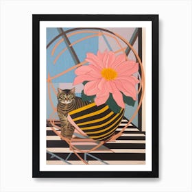 Dahlia With A Cat 4 Abstract Expressionist Art Print