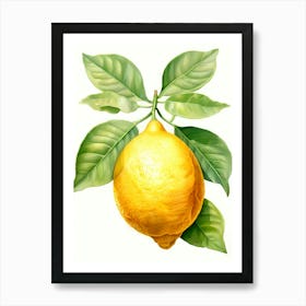 Lemon In Watercolor Technique Vintage Look Watercolor Trending 3 Art Print