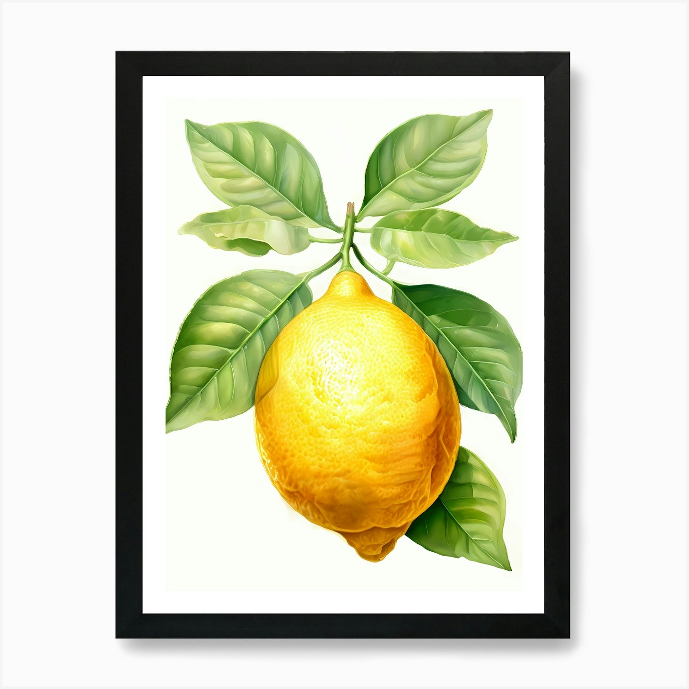 Lemon In Watercolor Technique Vinta Framed Wall Art Poster Canvas Print Picture