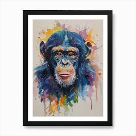 Bonobo Colourful Watercolour 3 Art Print