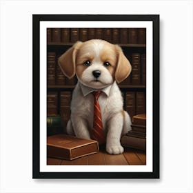 Vintage Dog In A Tie Lawyer Art Print