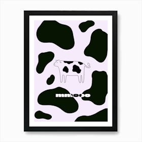 Cow on the pink background with black spots Art Print