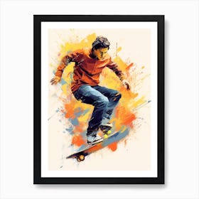 Skateboarding In Warsaw, Poland Drawing 4 Art Print