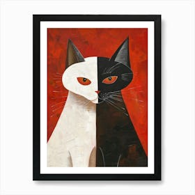 Black And White Cats 10 Art Print