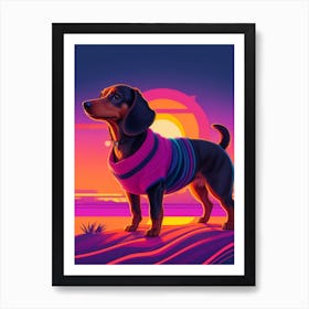 Dachshund Dog Sunset Art Print