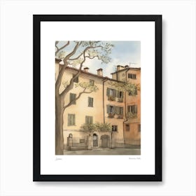 Lucca, Tuscany, Italy 2 Watercolour Travel Poster Art Print