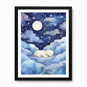 Baby Polar Bear 2 Sleeping In The Clouds Art Print