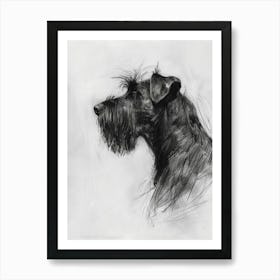 Briard Dog Charcoal Line 3 Art Print