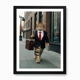 Cat In Business Suit 1 Art Print