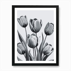 Black And White Tulips 12 Art Print