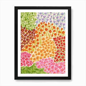 Flower Garden Oil Pastel Art Print