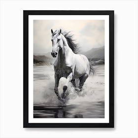 A Horse Oil Painting In Anse Lazio, Seychelles, Portrait 2 Art Print