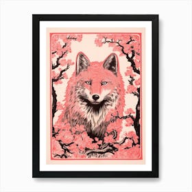 Red Wolf Tarot Card 2 Art Print