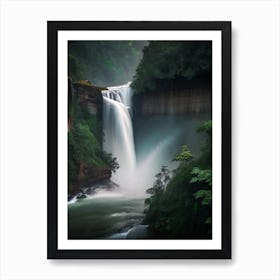 Nohsngithiang Falls, India Realistic Photograph (2) Art Print