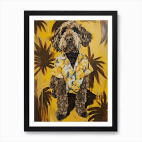Animal Party: Crumpled Cute Critters with Cocktails and Cigars Hawaiian Dog 2 Art Print