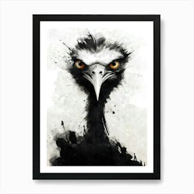 Aesthetic Abstract Watercolor Emu Ostrich Art Print