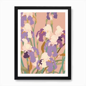 Irises Flower Big Bold Illustration 2 Art Print
