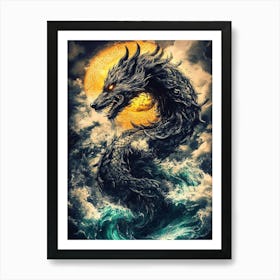 Dragon In The Ocean Art Print