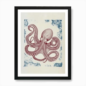 Brushstrokes Octopus Vintage 2 Art Print