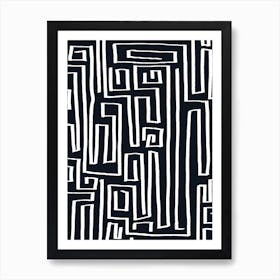 Labyrinth Line Art B And W B Art Print