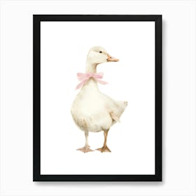 Duck With Pink Bow Art Print