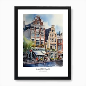 Amsterdam Watercolour Travel Poster 1 Art Print