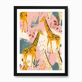 Kitsch Giraffe Illustrative Pattern 1 Art Print