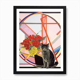 Statice With A Cat 2 Abstract Expressionist Art Print