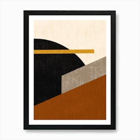 Geometric Abstract Shapes Filet Brown Black Art Print