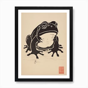 Frog Matsumoto Hoji Inspired Japanese Neutrals And Red 6 Art Print