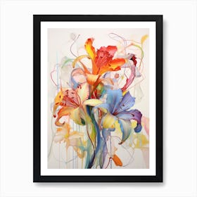 Abstract Flower Painting Gloriosa Lily 3 Art Print