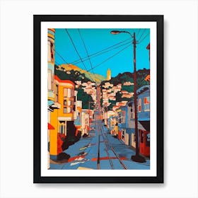 Painting Of A San Francisco With A Cat In The Style Of Of Pop Art 4 Art Print