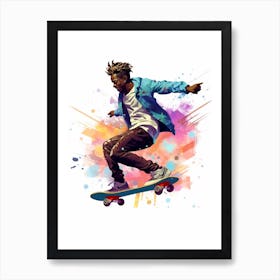 Skateboarding In Copenhagen, Denmark Gradient Illustration 4 Art Print