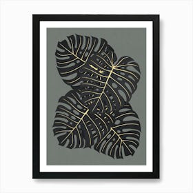 Black and gold leaves 8 Art Print