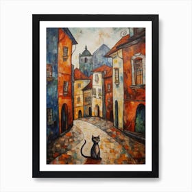 Painting Of Prague With A Cat In The Style Of Renaissance, Da Vinci 2 Art Print