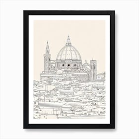 Florence Cathedral 1 Italy Boho Landmark Illustration Art Print
