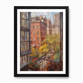 Window View Of New York In The Style Of Impressionism 1 Art Print