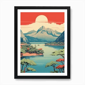 Lake Mashu, Japan Vintage Travel Art 3 Art Print