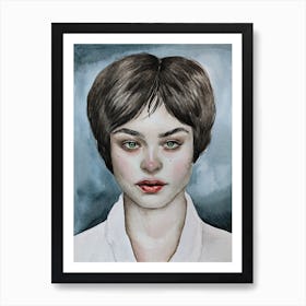 Watercolor portrait of a young girl Art Print