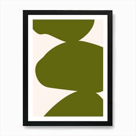 Abstract Bauhaus Shapes 2 Olive Art Print