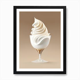 Whipped Cream Parfait Dessert Neutral Abstract Illustration Flower Art Print